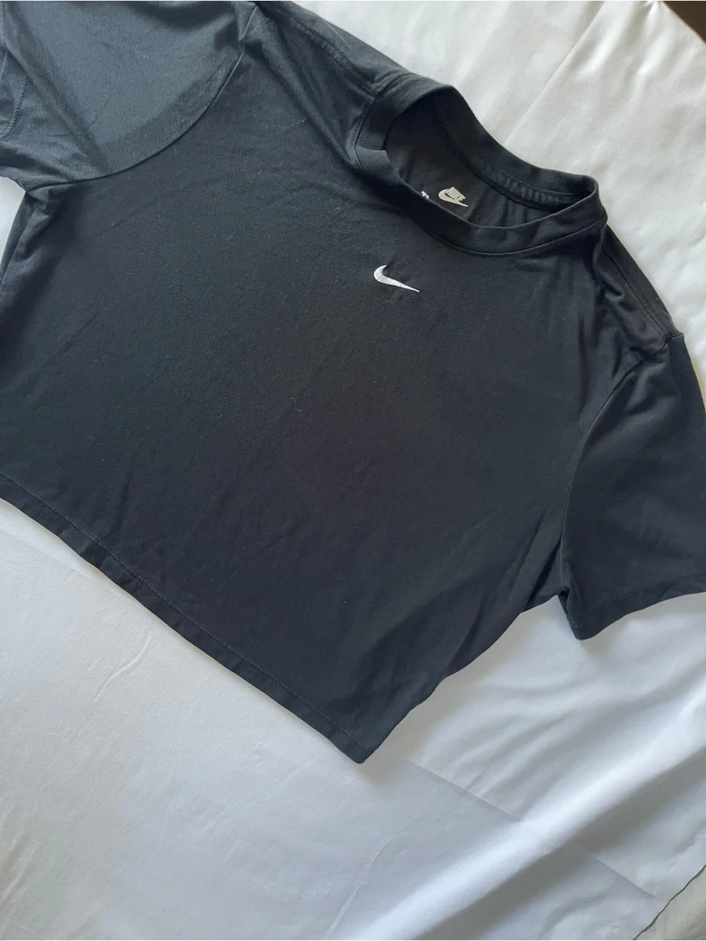 Nike Black Cropped Swoosh Tee
